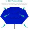 imageBest Choice Products 10ft 3Tier Solar Patio Market Umbrella Outdoor Sun Shade for Backyard Deck Poolside Table wWoodgrain Pattern LED Lights Tilt Adjustment  Sky BlueResort Blue
