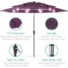 imageBest Choice Products 10ft 3Tier Solar Patio Market Umbrella Outdoor Sun Shade for Backyard Deck Poolside Table wWoodgrain Pattern LED Lights Tilt Adjustment  Sky BlueAmethyst Purple