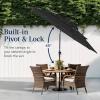 imageBest Choice Products 10ft 3Tier Solar Patio Market Umbrella Outdoor Sun Shade for Backyard Deck Poolside Table wWoodgrain Pattern LED Lights Tilt Adjustment  Sky BlueBlack