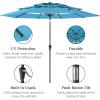 imageBest Choice Products 10ft 3Tier Solar Patio Market Umbrella Outdoor Sun Shade for Backyard Deck Poolside Table wWoodgrain Pattern LED Lights Tilt Adjustment  Sky BlueSky Blue