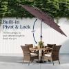 imageBest Choice Products 10ft 3Tier Solar Patio Market Umbrella Outdoor Sun Shade for Backyard Deck Poolside Table wWoodgrain Pattern LED Lights Tilt Adjustment  Sky BlueDeep Taupe