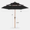 imageBest Choice Products 10ft 3Tier Solar Patio Market Umbrella Outdoor Sun Shade for Backyard Deck Poolside Table wWoodgrain Pattern LED Lights Tilt Adjustment  Sky BlueBlack