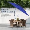imageBest Choice Products 10ft 3Tier Solar Patio Market Umbrella Outdoor Sun Shade for Backyard Deck Poolside Table wWoodgrain Pattern LED Lights Tilt Adjustment  Sky BlueResort Blue