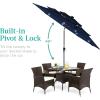 imageBest Choice Products 10ft 3Tier Solar Patio Market Umbrella Outdoor Sun Shade for Backyard Deck Poolside Table wWoodgrain Pattern LED Lights Tilt Adjustment  Sky BlueNavy