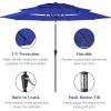 imageBest Choice Products 10ft 3Tier Solar Patio Market Umbrella Outdoor Sun Shade for Backyard Deck Poolside Table wWoodgrain Pattern LED Lights Tilt Adjustment  Sky BlueResort Blue