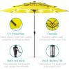 imageBest Choice Products 10ft 3Tier Solar Patio Market Umbrella Outdoor Sun Shade for Backyard Deck Poolside Table wWoodgrain Pattern LED Lights Tilt Adjustment  Sky BlueYellow