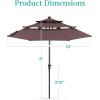 imageBest Choice Products 10ft 3Tier Solar Patio Market Umbrella Outdoor Sun Shade for Backyard Deck Poolside Table wWoodgrain Pattern LED Lights Tilt Adjustment  Sky BlueDeep Taupe
