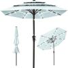 imageBest Choice Products 10ft 3Tier Solar Patio Market Umbrella Outdoor Sun Shade for Backyard Deck Poolside Table wWoodgrain Pattern LED Lights Tilt Adjustment  Sky BlueBaby Blue