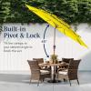 imageBest Choice Products 10ft 3Tier Solar Patio Market Umbrella Outdoor Sun Shade for Backyard Deck Poolside Table wWoodgrain Pattern LED Lights Tilt Adjustment  Sky BlueYellow