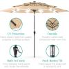 imageBest Choice Products 10ft 3Tier Solar Patio Market Umbrella Outdoor Sun Shade for Backyard Deck Poolside Table wWoodgrain Pattern LED Lights Tilt Adjustment  Sky BlueSand