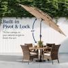 imageBest Choice Products 10ft 3Tier Solar Patio Market Umbrella Outdoor Sun Shade for Backyard Deck Poolside Table wWoodgrain Pattern LED Lights Tilt Adjustment  Sky BlueTan