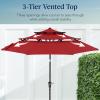imageBest Choice Products 10ft 3Tier Solar Patio Market Umbrella Outdoor Sun Shade for Backyard Deck Poolside Table wWoodgrain Pattern LED Lights Tilt Adjustment  Sky BlueRed