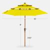 imageBest Choice Products 10ft 3Tier Solar Patio Market Umbrella Outdoor Sun Shade for Backyard Deck Poolside Table wWoodgrain Pattern LED Lights Tilt Adjustment  Sky BlueYellow
