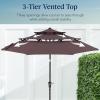 imageBest Choice Products 10ft 3Tier Solar Patio Market Umbrella Outdoor Sun Shade for Backyard Deck Poolside Table wWoodgrain Pattern LED Lights Tilt Adjustment  Sky BlueDeep Taupe