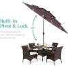 imageBest Choice Products 10ft 3Tier Solar Patio Market Umbrella Outdoor Sun Shade for Backyard Deck Poolside Table wWoodgrain Pattern LED Lights Tilt Adjustment  Sky BlueDeep Taupe