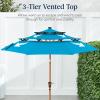 imageBest Choice Products 10ft 3Tier Solar Patio Market Umbrella Outdoor Sun Shade for Backyard Deck Poolside Table wWoodgrain Pattern LED Lights Tilt Adjustment  Sky BlueSky Blue