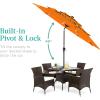 imageBest Choice Products 10ft 3Tier Solar Patio Market Umbrella Outdoor Sun Shade for Backyard Deck Poolside Table wWoodgrain Pattern LED Lights Tilt Adjustment  Sky BlueOrange