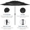 imageBest Choice Products 10ft 3Tier Solar Patio Market Umbrella Outdoor Sun Shade for Backyard Deck Poolside Table wWoodgrain Pattern LED Lights Tilt Adjustment  Sky BlueBlack