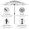 imageBest Choice Products 10ft 3Tier Solar Patio Market Umbrella Outdoor Sun Shade for Backyard Deck Poolside Table wWoodgrain Pattern LED Lights Tilt Adjustment  Sky BlueFog Gray