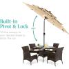 imageBest Choice Products 10ft 3Tier Solar Patio Market Umbrella Outdoor Sun Shade for Backyard Deck Poolside Table wWoodgrain Pattern LED Lights Tilt Adjustment  Sky BlueSand