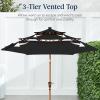 imageBest Choice Products 10ft 3Tier Solar Patio Market Umbrella Outdoor Sun Shade for Backyard Deck Poolside Table wWoodgrain Pattern LED Lights Tilt Adjustment  Sky BlueBlack