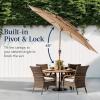 imageBest Choice Products 10ft 3Tier Solar Patio Market Umbrella Outdoor Sun Shade for Backyard Deck Poolside Table wWoodgrain Pattern LED Lights Tilt Adjustment  Sky BlueTan