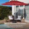 imageBest Choice Products 10ft 3Tier Solar Patio Market Umbrella Outdoor Sun Shade for Backyard Deck Poolside Table wWoodgrain Pattern LED Lights Tilt Adjustment  Sky BlueRed