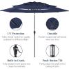 imageBest Choice Products 10ft 3Tier Solar Patio Market Umbrella Outdoor Sun Shade for Backyard Deck Poolside Table wWoodgrain Pattern LED Lights Tilt Adjustment  Sky BlueNavy