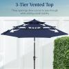 imageBest Choice Products 10ft 3Tier Solar Patio Market Umbrella Outdoor Sun Shade for Backyard Deck Poolside Table wWoodgrain Pattern LED Lights Tilt Adjustment  Sky BlueNavy