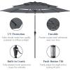 imageBest Choice Products 10ft 3Tier Solar Patio Market Umbrella Outdoor Sun Shade for Backyard Deck Poolside Table wWoodgrain Pattern LED Lights Tilt Adjustment  Sky BlueSlate