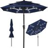 imageBest Choice Products 10ft 3Tier Solar Patio Market Umbrella Outdoor Sun Shade for Backyard Deck Poolside Table wWoodgrain Pattern LED Lights Tilt Adjustment  Sky BlueNavy