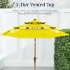 imageBest Choice Products 10ft 3Tier Solar Patio Market Umbrella Outdoor Sun Shade for Backyard Deck Poolside Table wWoodgrain Pattern LED Lights Tilt Adjustment  Sky BlueYellow