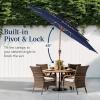 imageBest Choice Products 10ft 3Tier Solar Patio Market Umbrella Outdoor Sun Shade for Backyard Deck Poolside Table wWoodgrain Pattern LED Lights Tilt Adjustment  Sky BlueNavy Blue