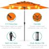 imageBest Choice Products 10ft 3Tier Solar Patio Market Umbrella Outdoor Sun Shade for Backyard Deck Poolside Table wWoodgrain Pattern LED Lights Tilt Adjustment  Sky BlueOrange
