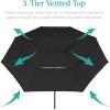 imageBest Choice Products 10ft 3Tier Solar Patio Market Umbrella Outdoor Sun Shade for Backyard Deck Poolside Table wWoodgrain Pattern LED Lights Tilt Adjustment  Sky BlueBlack
