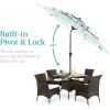 imageBest Choice Products 10ft 3Tier Solar Patio Market Umbrella Outdoor Sun Shade for Backyard Deck Poolside Table wWoodgrain Pattern LED Lights Tilt Adjustment  Sky BlueBaby Blue