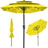 imageBest Choice Products 10ft 3Tier Solar Patio Market Umbrella Outdoor Sun Shade for Backyard Deck Poolside Table wWoodgrain Pattern LED Lights Tilt Adjustment  Sky BlueYellow