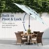 imageBest Choice Products 10ft 3Tier Solar Patio Market Umbrella Outdoor Sun Shade for Backyard Deck Poolside Table wWoodgrain Pattern LED Lights Tilt Adjustment  Sky BlueBaby Blue