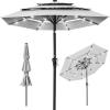 imageBest Choice Products 10ft 3Tier Solar Patio Market Umbrella Outdoor Sun Shade for Backyard Deck Poolside Table wWoodgrain Pattern LED Lights Tilt Adjustment  Sky BlueFog Gray