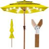 imageBest Choice Products 10ft 3Tier Solar Patio Market Umbrella Outdoor Sun Shade for Backyard Deck Poolside Table wWoodgrain Pattern LED Lights Tilt Adjustment  Sky BlueYellow