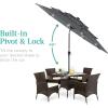 imageBest Choice Products 10ft 3Tier Solar Patio Market Umbrella Outdoor Sun Shade for Backyard Deck Poolside Table wWoodgrain Pattern LED Lights Tilt Adjustment  Sky BlueSlate