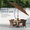 imageBest Choice Products 10ft 3Tier Solar Patio Market Umbrella Outdoor Sun Shade for Backyard Deck Poolside Table wWoodgrain Pattern LED Lights Tilt Adjustment  Sky BlueBrown