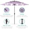 imageBest Choice Products 10ft 3Tier Solar Patio Market Umbrella Outdoor Sun Shade for Backyard Deck Poolside Table wWoodgrain Pattern LED Lights Tilt Adjustment  Sky BlueLavender