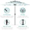 imageBest Choice Products 10ft 3Tier Solar Patio Market Umbrella Outdoor Sun Shade for Backyard Deck Poolside Table wWoodgrain Pattern LED Lights Tilt Adjustment  Sky BlueBaby Blue
