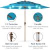 imageBest Choice Products 10ft 3Tier Solar Patio Market Umbrella Outdoor Sun Shade for Backyard Deck Poolside Table wWoodgrain Pattern LED Lights Tilt Adjustment  Sky BlueSky Blue
