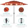 imageBest Choice Products 10ft 3Tier Solar Patio Market Umbrella Outdoor Sun Shade for Backyard Deck Poolside Table wWoodgrain Pattern LED Lights Tilt Adjustment  Sky BlueRust