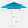 imageBest Choice Products 10ft 3Tier Solar Patio Market Umbrella Outdoor Sun Shade for Backyard Deck Poolside Table wWoodgrain Pattern LED Lights Tilt Adjustment  Sky BlueSky Blue