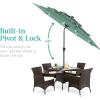imageBest Choice Products 10ft 3Tier Solar Patio Market Umbrella Outdoor Sun Shade for Backyard Deck Poolside Table wWoodgrain Pattern LED Lights Tilt Adjustment  Sky BlueSeaglass