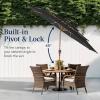 imageBest Choice Products 10ft 3Tier Solar Patio Market Umbrella Outdoor Sun Shade for Backyard Deck Poolside Table wWoodgrain Pattern LED Lights Tilt Adjustment  Sky BlueBlack
