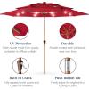 imageBest Choice Products 10ft 3Tier Solar Patio Market Umbrella Outdoor Sun Shade for Backyard Deck Poolside Table wWoodgrain Pattern LED Lights Tilt Adjustment  Sky BlueRed